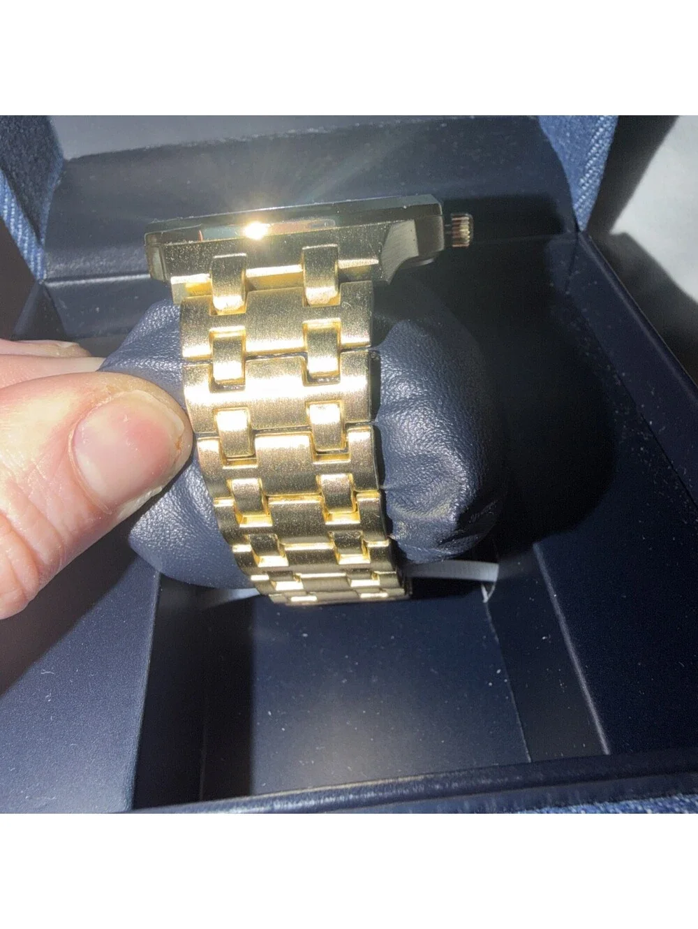 New True Religion Mens Watch TRM102 BLUE FACE Gold Buddha Guitar NIB